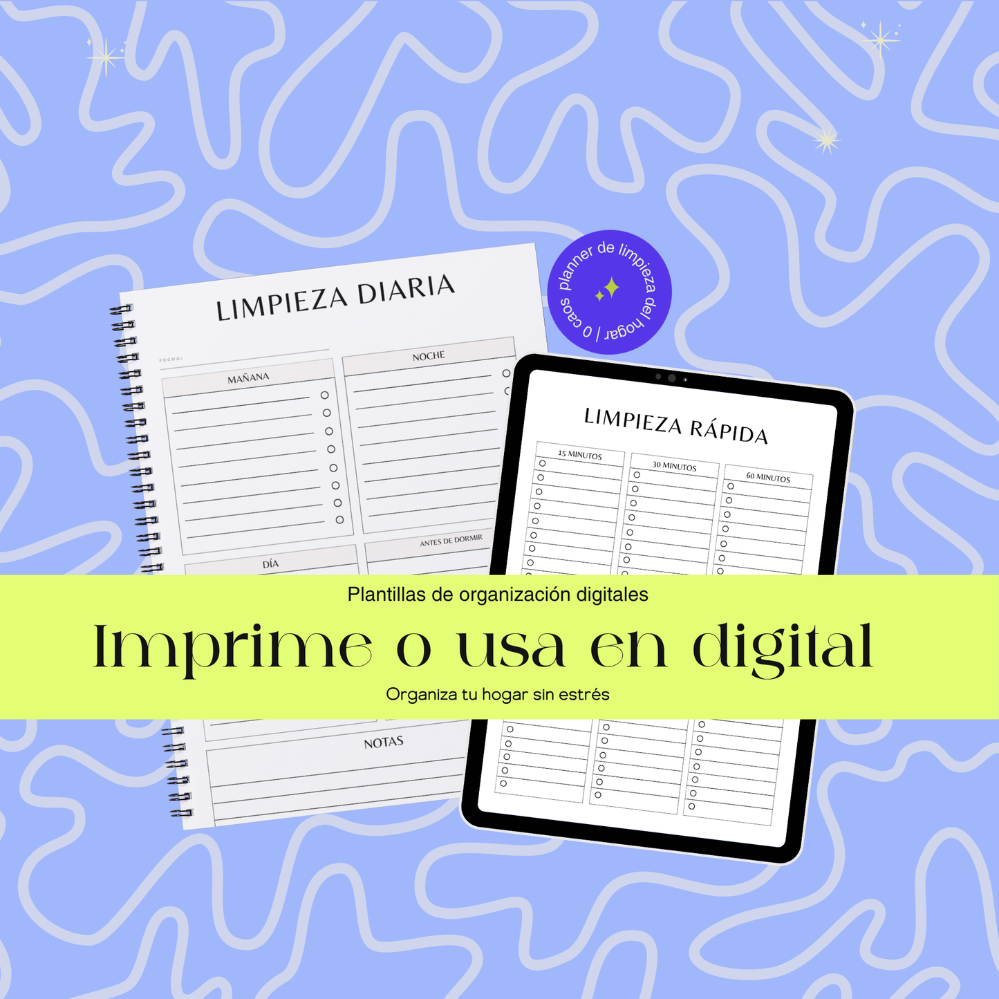 Planificador De Limpieza: Planificador de limpieza del hogar, de tareas domésticas. Diario y semanal de limpieza de casa con Listas de verificación y notas