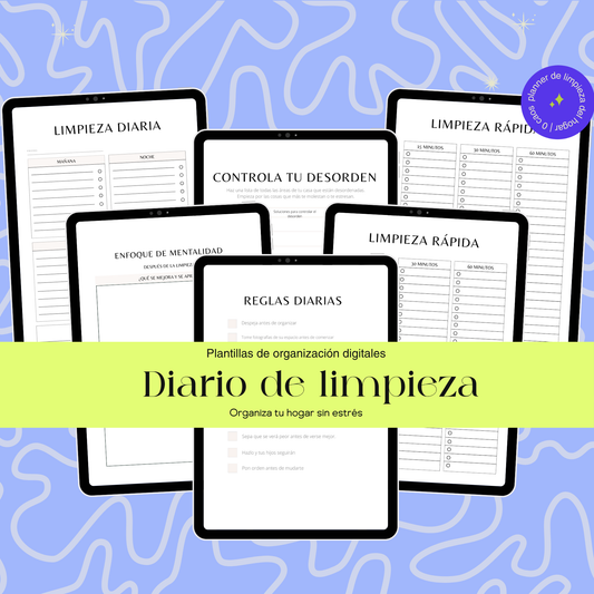 Planificador De Limpieza: Planificador de limpieza del hogar, de tareas domésticas. Diario y semanal de limpieza de casa con Listas de verificación y notas